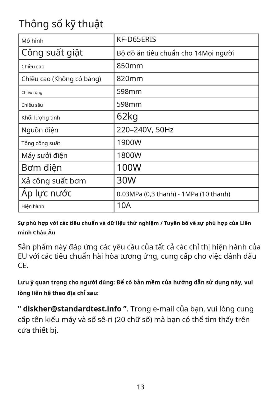 Hướng dẫn sử dụng máy rửa chén KAFF KF-D65ERIS